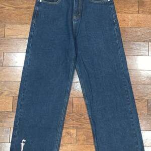 RFNO London Graphic Jeans M –‎ Baggy Wide Leg Streetwear Denim Pants Rare 28”